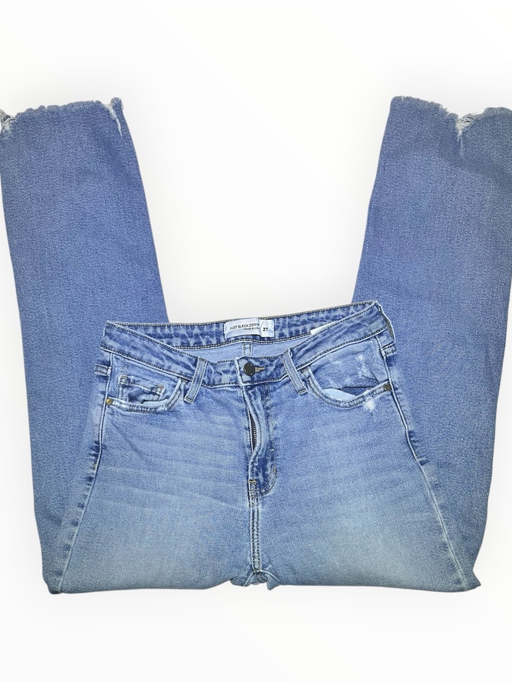 Just Black Denim Raw Hem Straight Leg Jeans Size 27